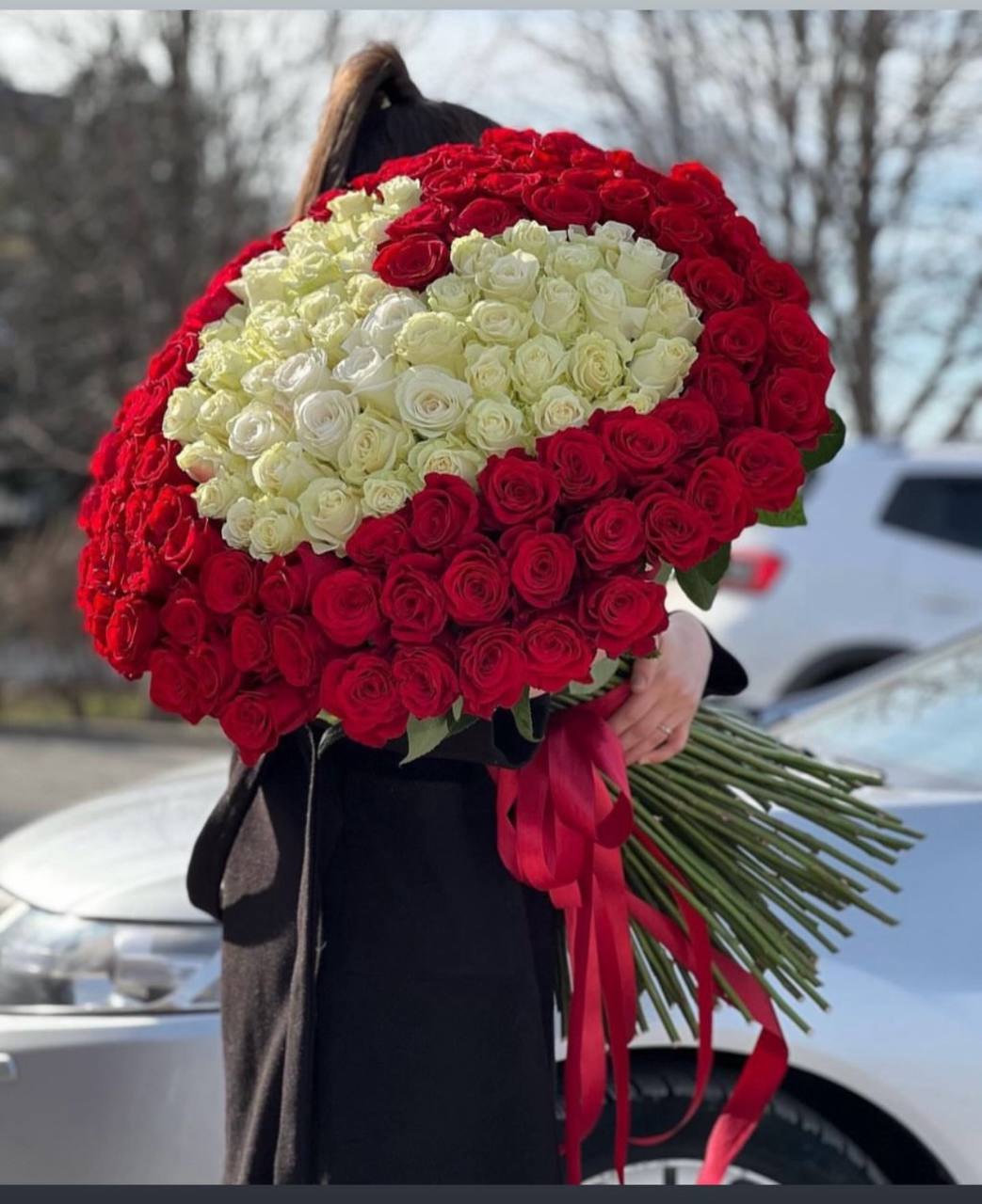 Букет з 101 троянди міх